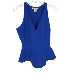 Arden B. Women's Sleeveless Peplum Top Royal Blue Size XS V-Neck